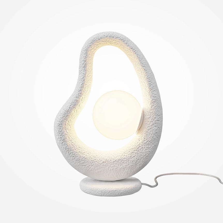 Lampe à poser blanche texturée – globe central LULING