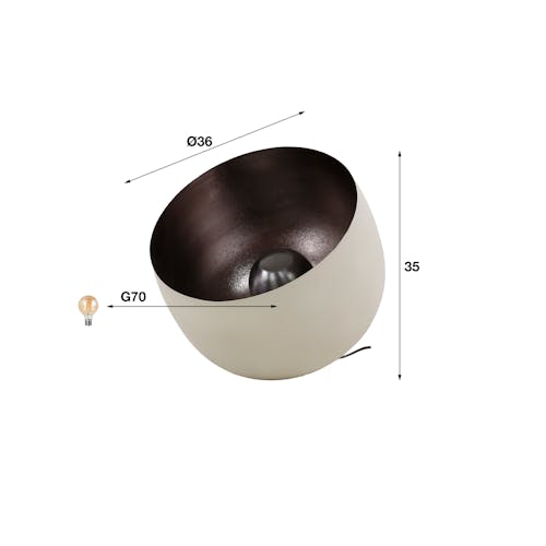 Lampe à poser cloche finition gris naturel ø 36 cm RALF