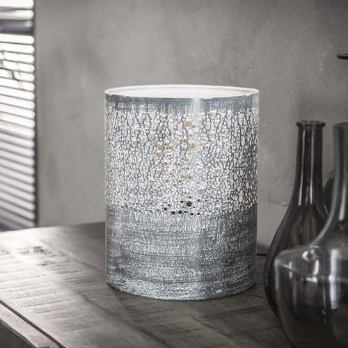 Lampe à poser contemporaine grise ajourée GM