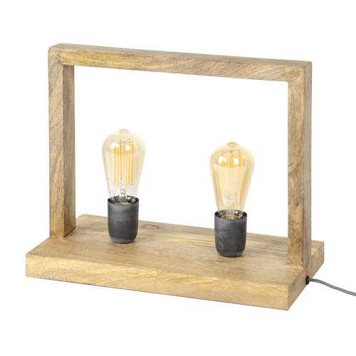 Lampe à poser double cadre en bois LUCKNOW