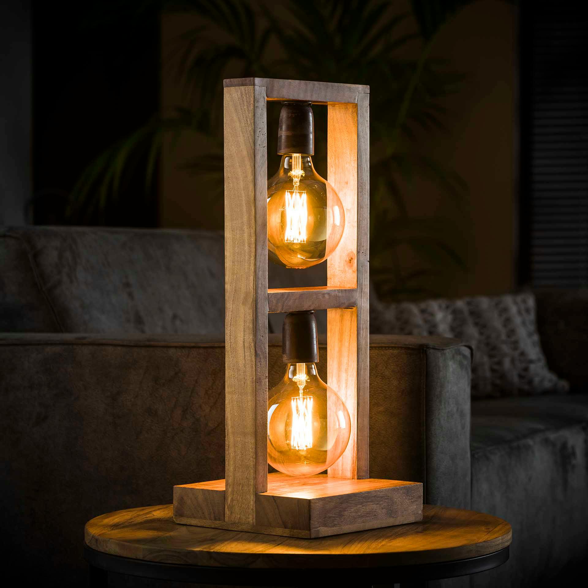 Lampe à poser en bois 2 niveaux LUCKNOW