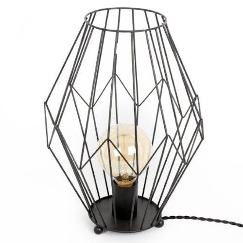 Lampe à poser forme géométrique façon cage en métal noir H37cm