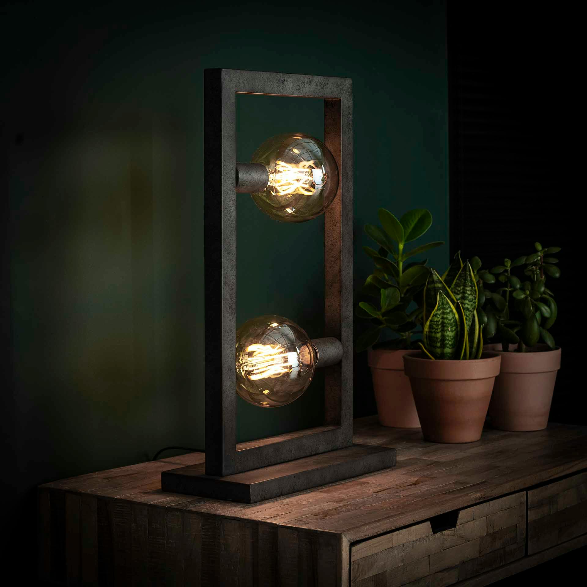 Lampe à poser industrielle cadre métal 2 lampes TRIBECA