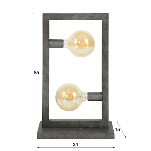 Lampe à poser industrielle cadre métal 2 lampes TRIBECA