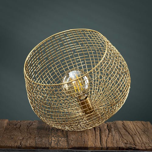 Lampe à poser industrielle cloche dorée PM RALF