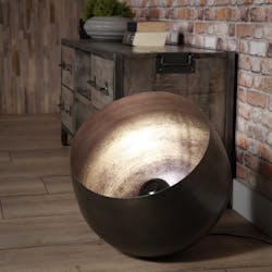 Lampe projecteur en métal et pied en bois brossé noir H68cm - RETIF