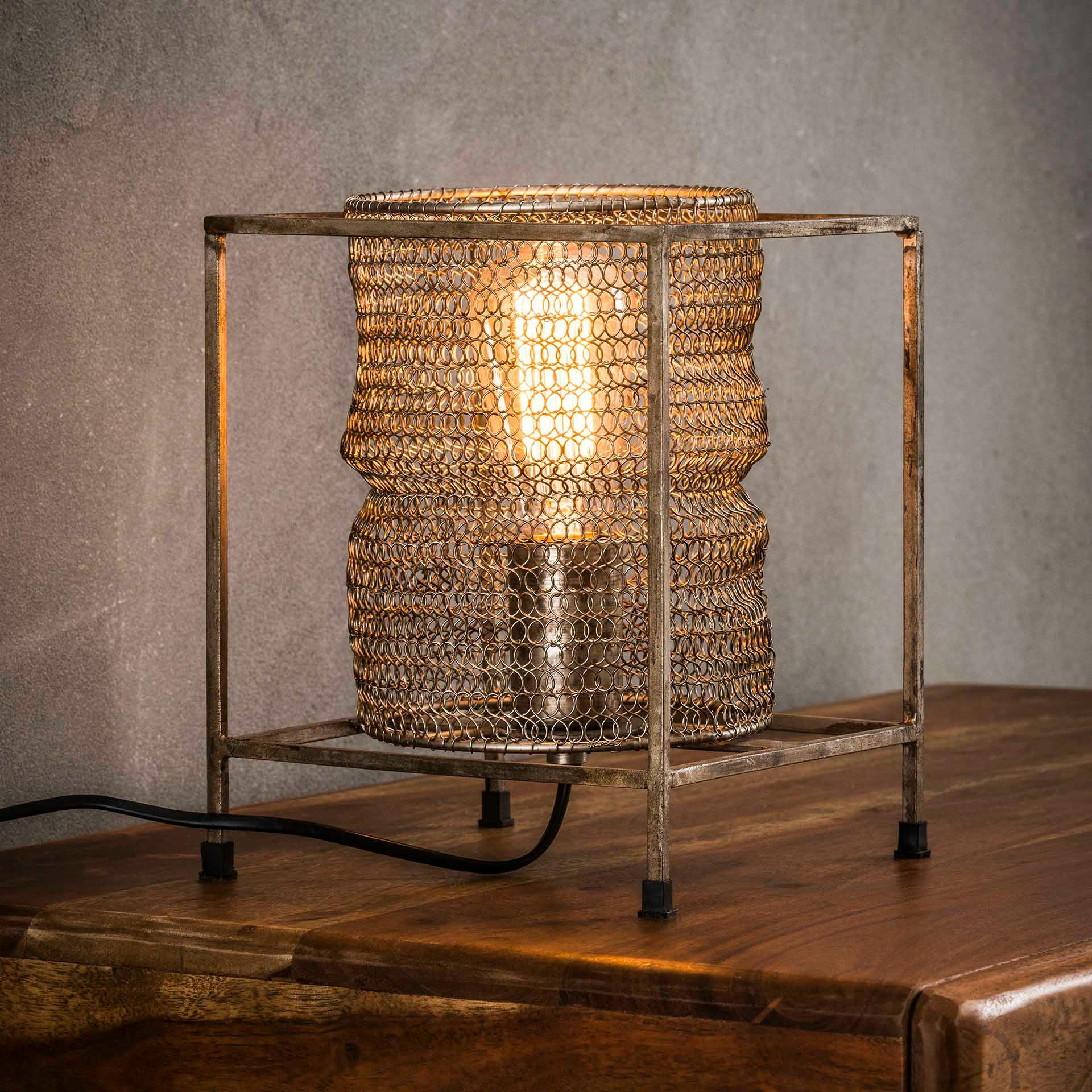 Lampe à poser industrielle maille structure carrée