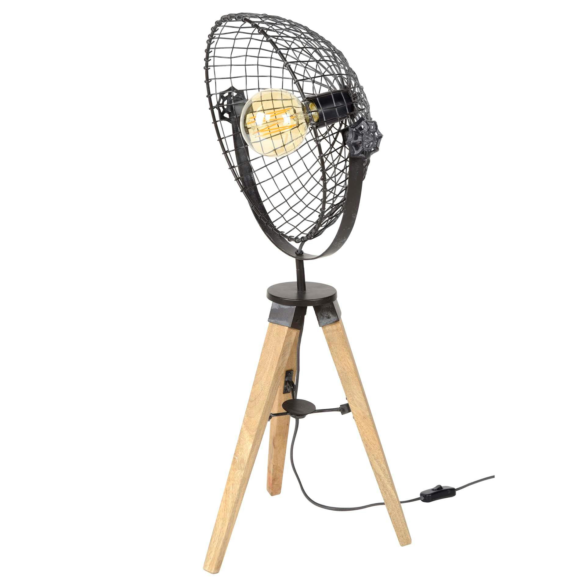 Lampe à poser industrielle projecteur grillagé trépied LUCKNOW