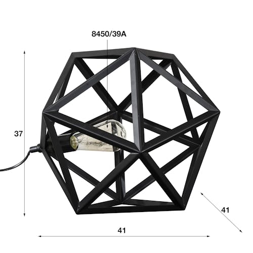 Lampe à poser métal noir forme hexagonale 41cm TRIBECA