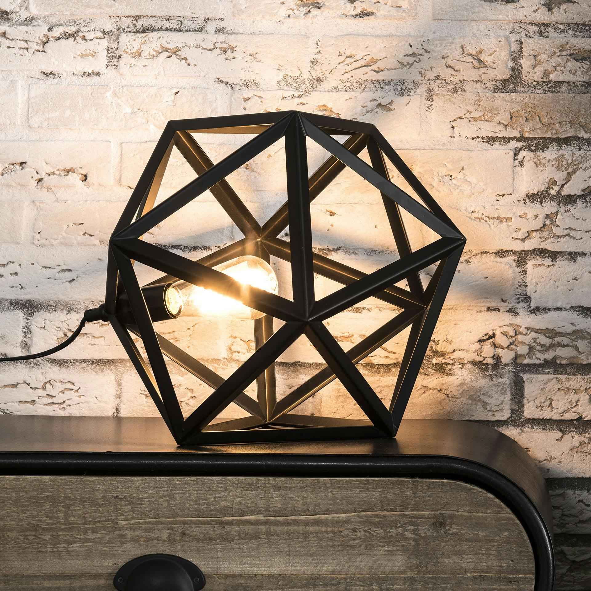 Lampe à poser métal noir forme hexagonale 41cm TRIBECA