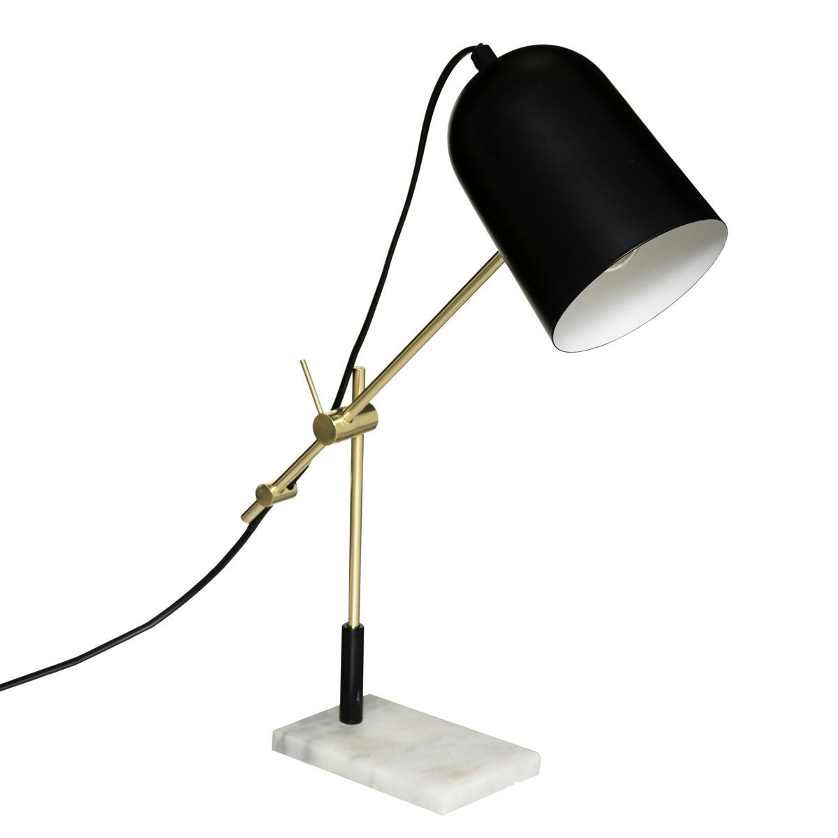 Lampe à poser noir et or pied marbre