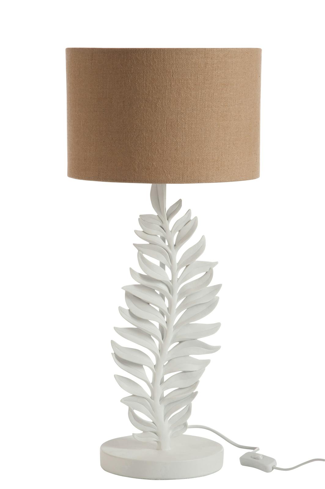 Lampe à poser, pied blanc forme de feuille, D31xH67cm