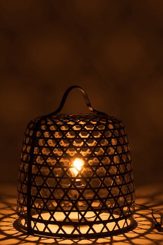 Lampe à poser ronde en bambou noir D45cm