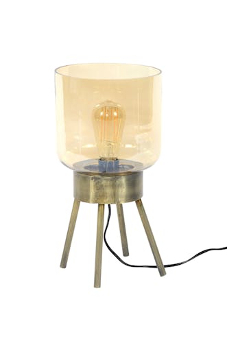 Lampe à poser vintage en verre ambré support 4 pieds LUCKNOW