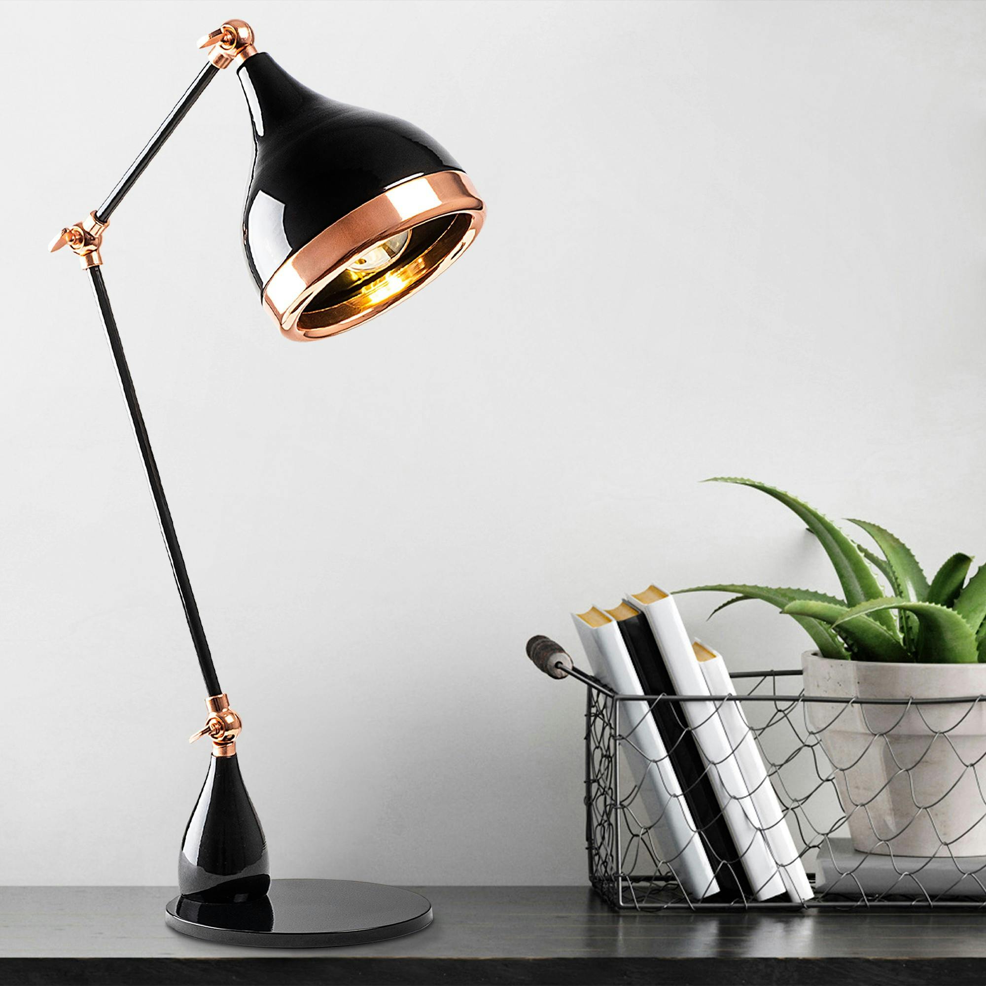 Lampe articulée design noir & cuivre, style moderne chic SILE