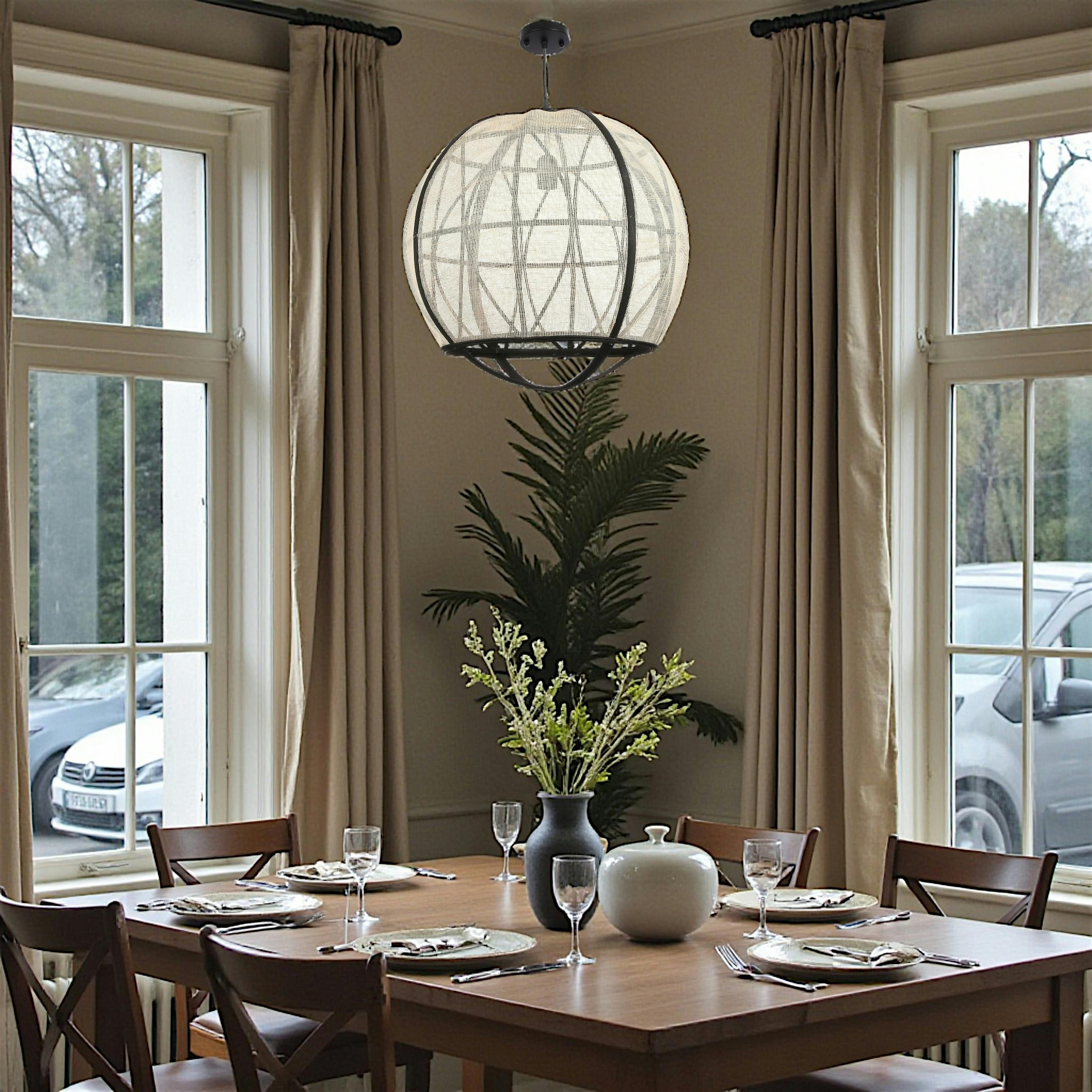 Lampe boule noire et blanche