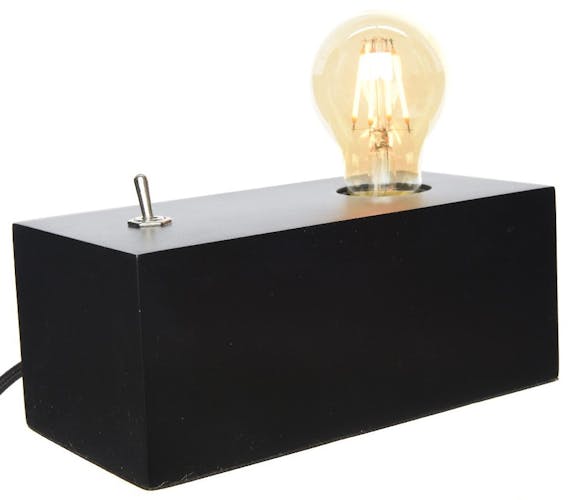 Lampe caisson bois noir variateur 20 cm