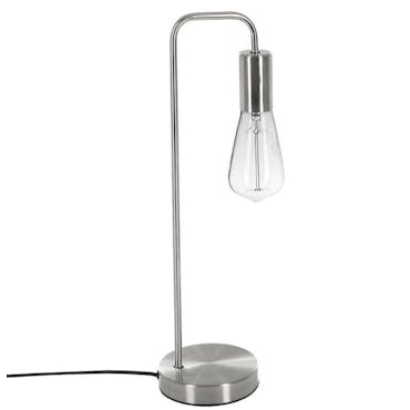  Lampe courbée en métal argenté avec ampoule apparente H46cm