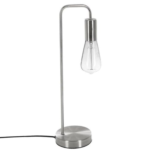 Lampe courbée en métal argenté avec ampoule apparente H46cm