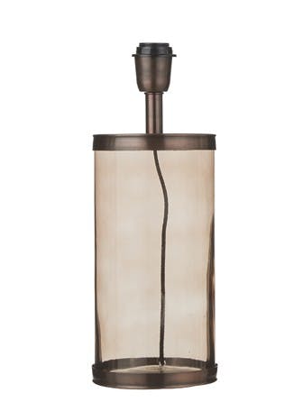 Lampe Cylindrique en métal cuivré en verre couleur taupe marron D15xH30cm