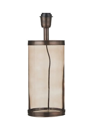 Lampe Cylindrique en métal cuivré en verre couleur taupe marron D15xH30cm