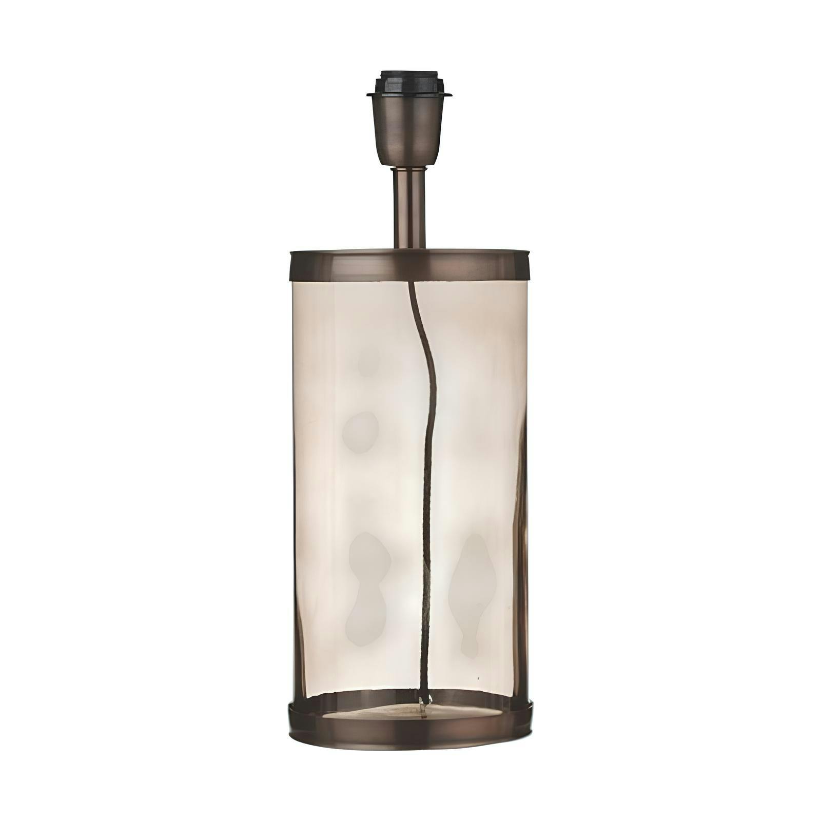 Lampe Cylindrique en métal cuivré en verre couleur taupe marron D15xH30cm