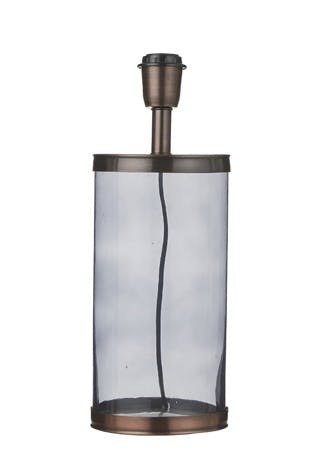 Lampe Cylindrique en métal cuivré en verre grisé D15xH30cm