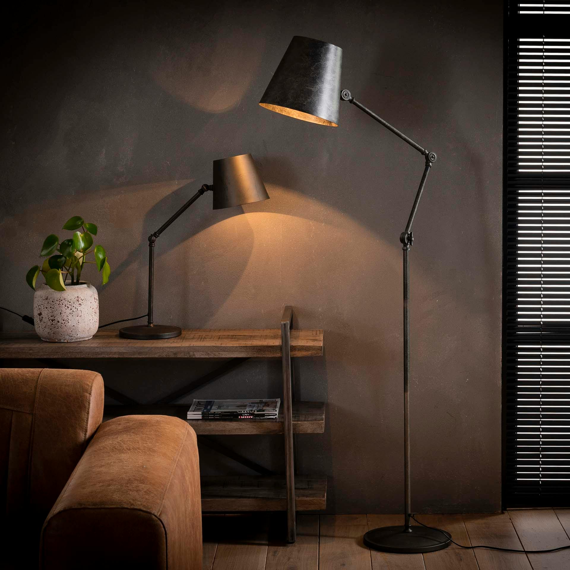 Lampe de bureau industrielle réglable couleur charbon RALF
