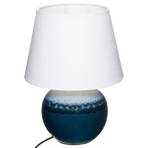 Lampe de chevet bleue avec abat-jour blanc