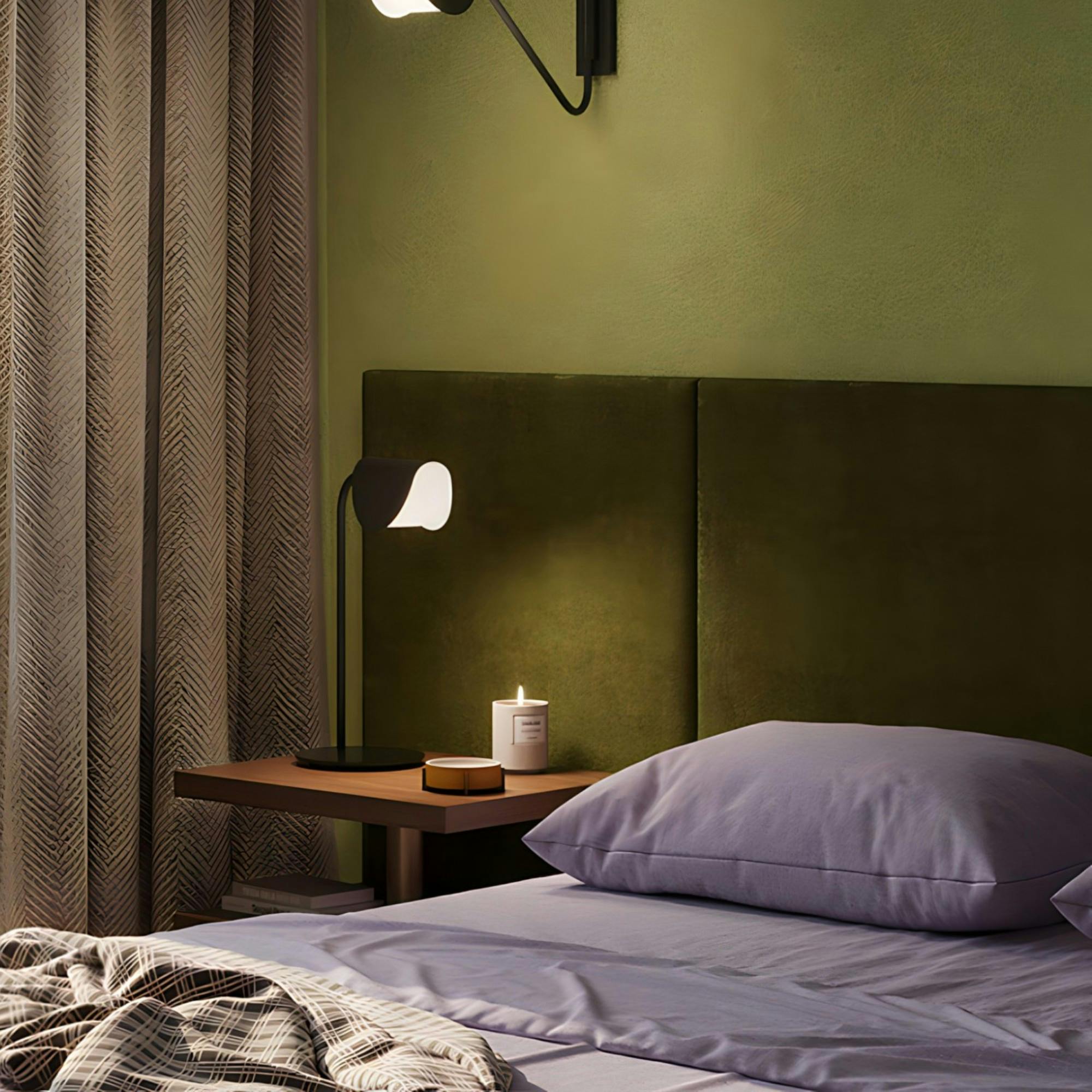 Lampe de chevet noire design - abat-jour plié LENORE