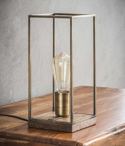 Lampe de chevet vintage forme carrée métal vieilli RALF
