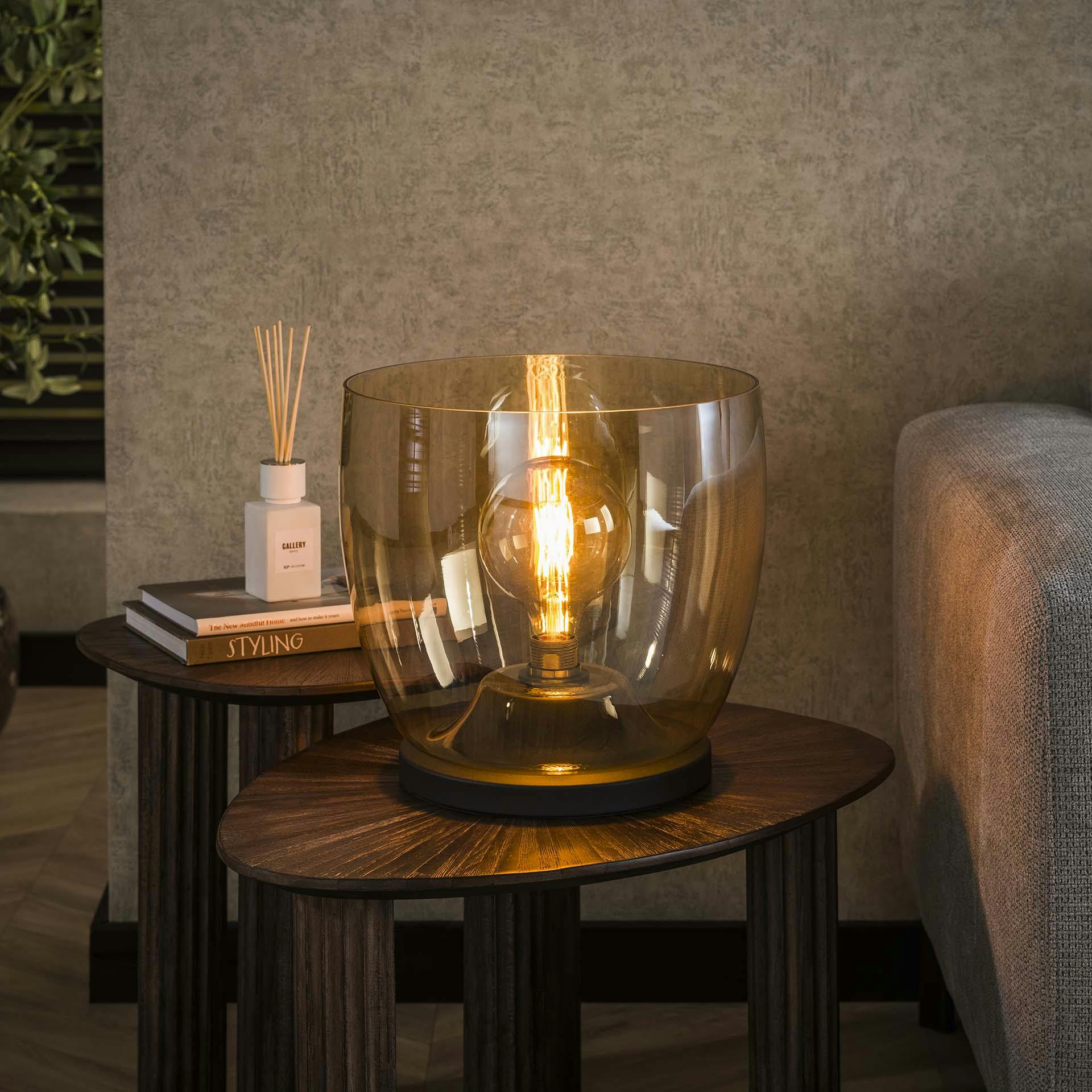 Lampe de salon moderne avec vasque en verre ambré 32 cm NIAGARA