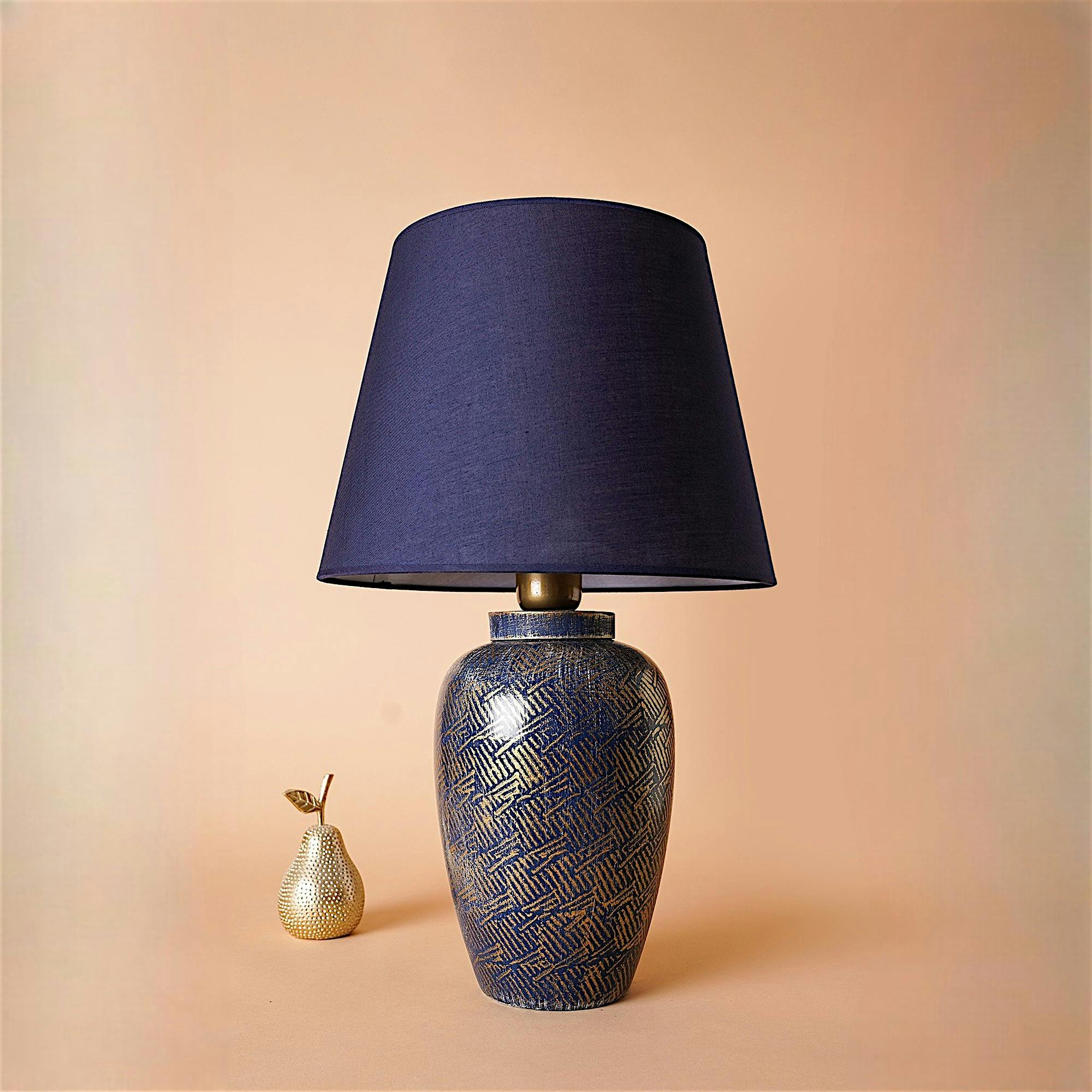 Lampe de salon moderne bleue avec motifs dorés KARS