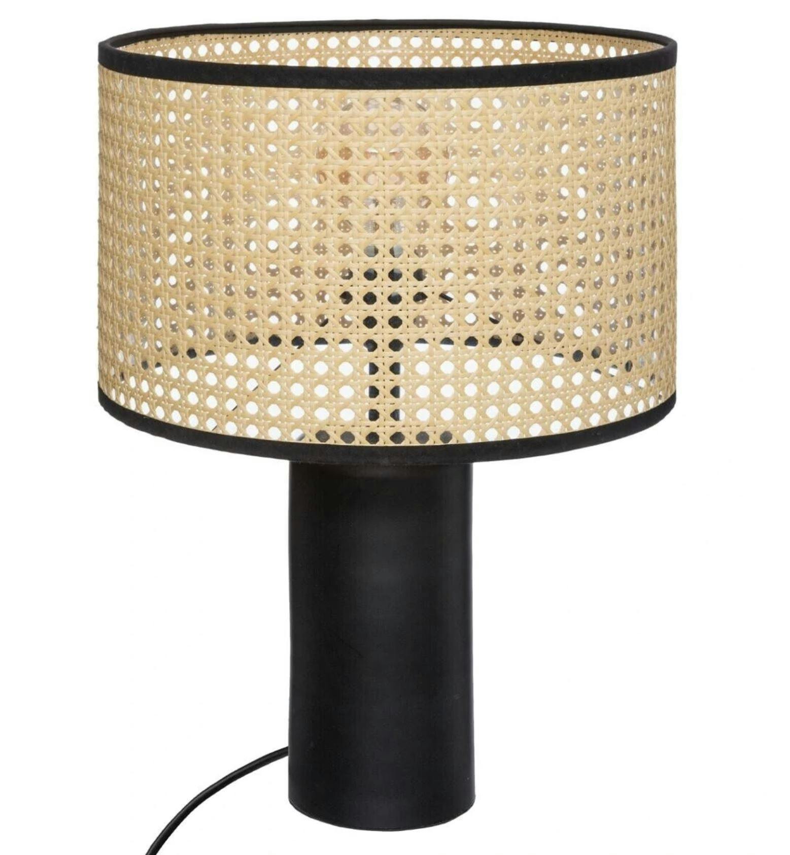 Lampe de salon noire avec cannage