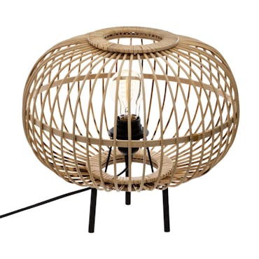  Lampe de table boule en bambou trépied