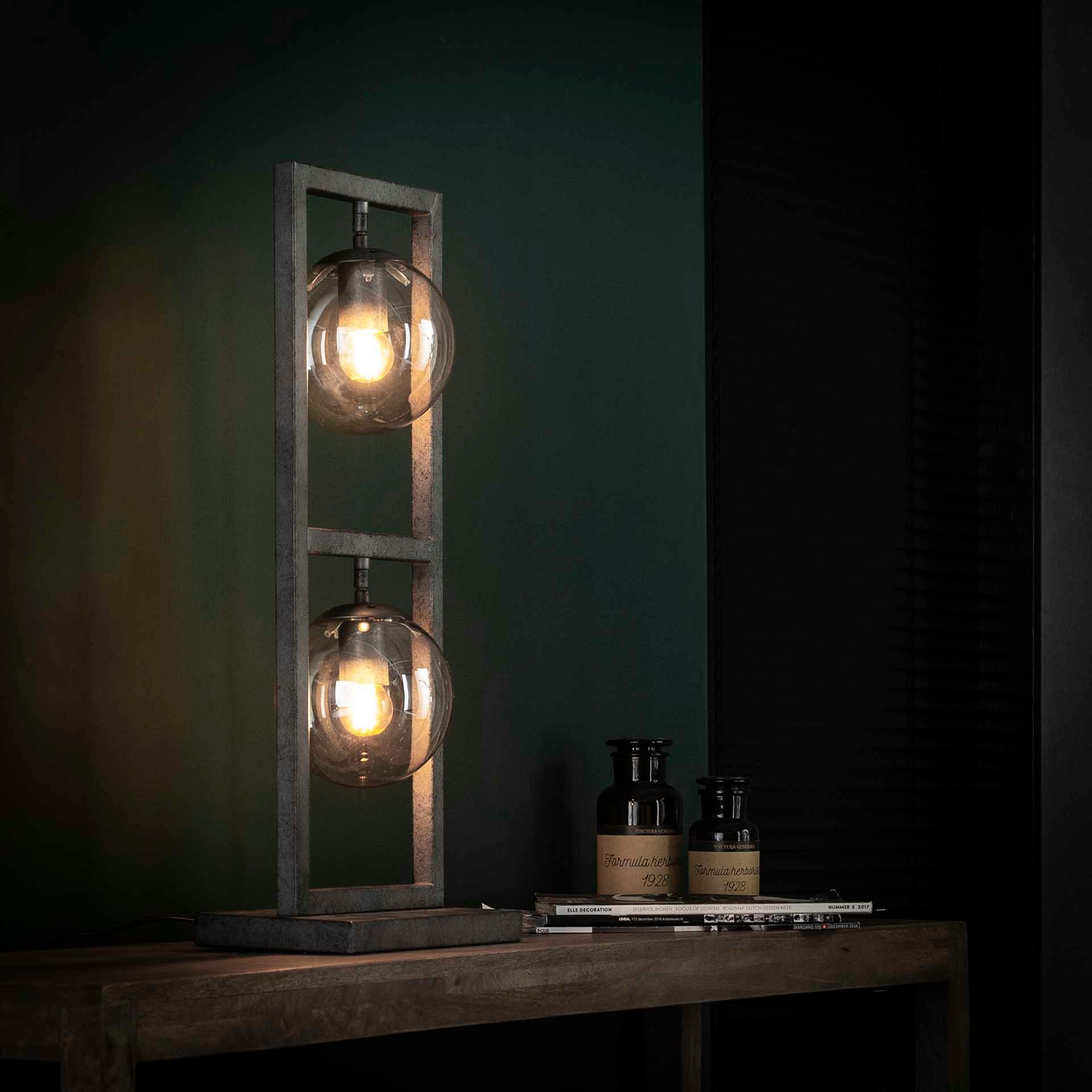 Lampe de table industrielle 2 lampes cadre métal NIAGARA
