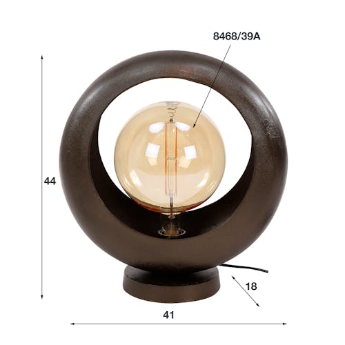 Lampe de table ronde en métal noir 44 cm RALF
