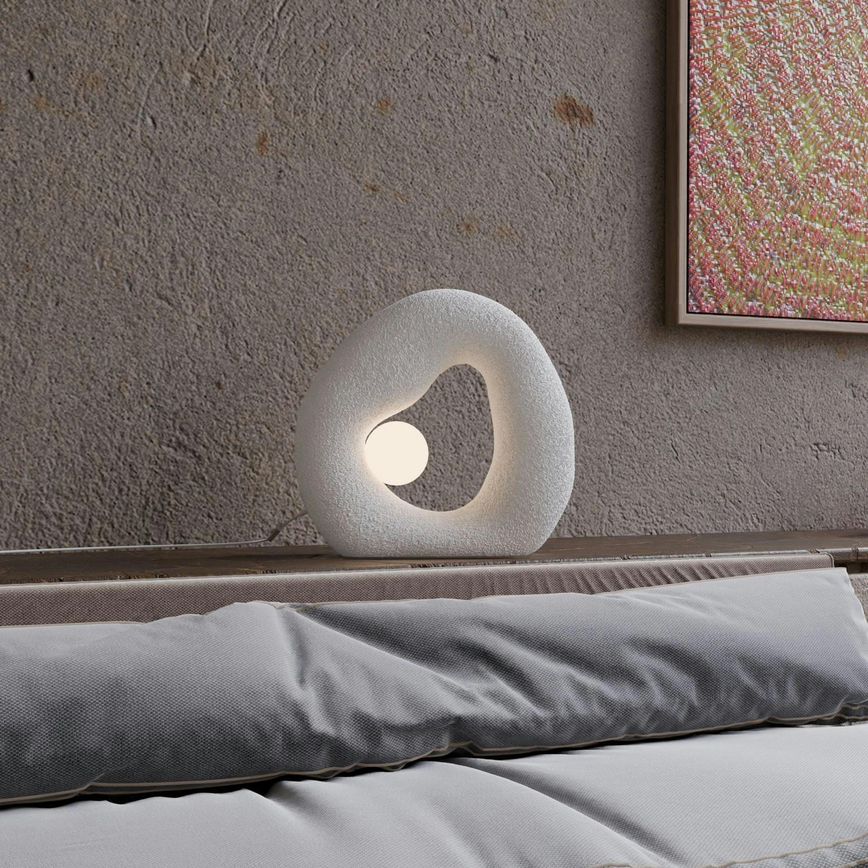 Lampe design blanche forme ronde organique 38 cm NOXIS