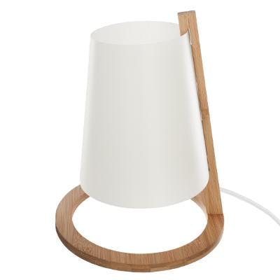 Lampe en bambou et abat-jour plastique blanc H26cm