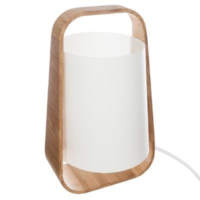 Lampe en bambou et abat-jour plastique blanc H35cm