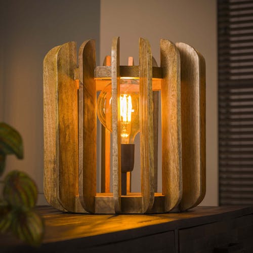 Lampe en bois avec volets LUCKNOW