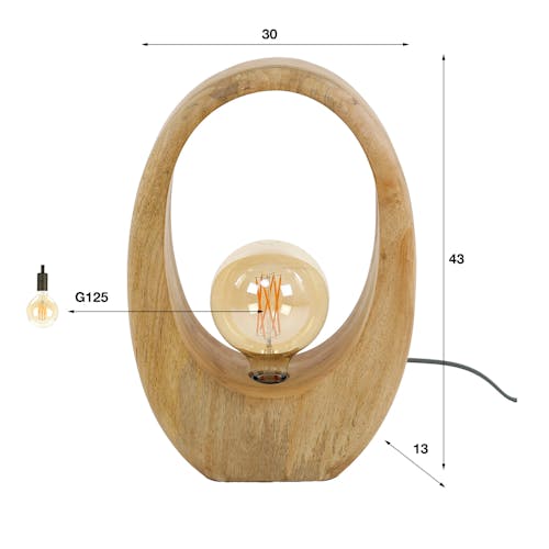 Lampe en bois de manguier forme organique H 43 cm LUCKNOW