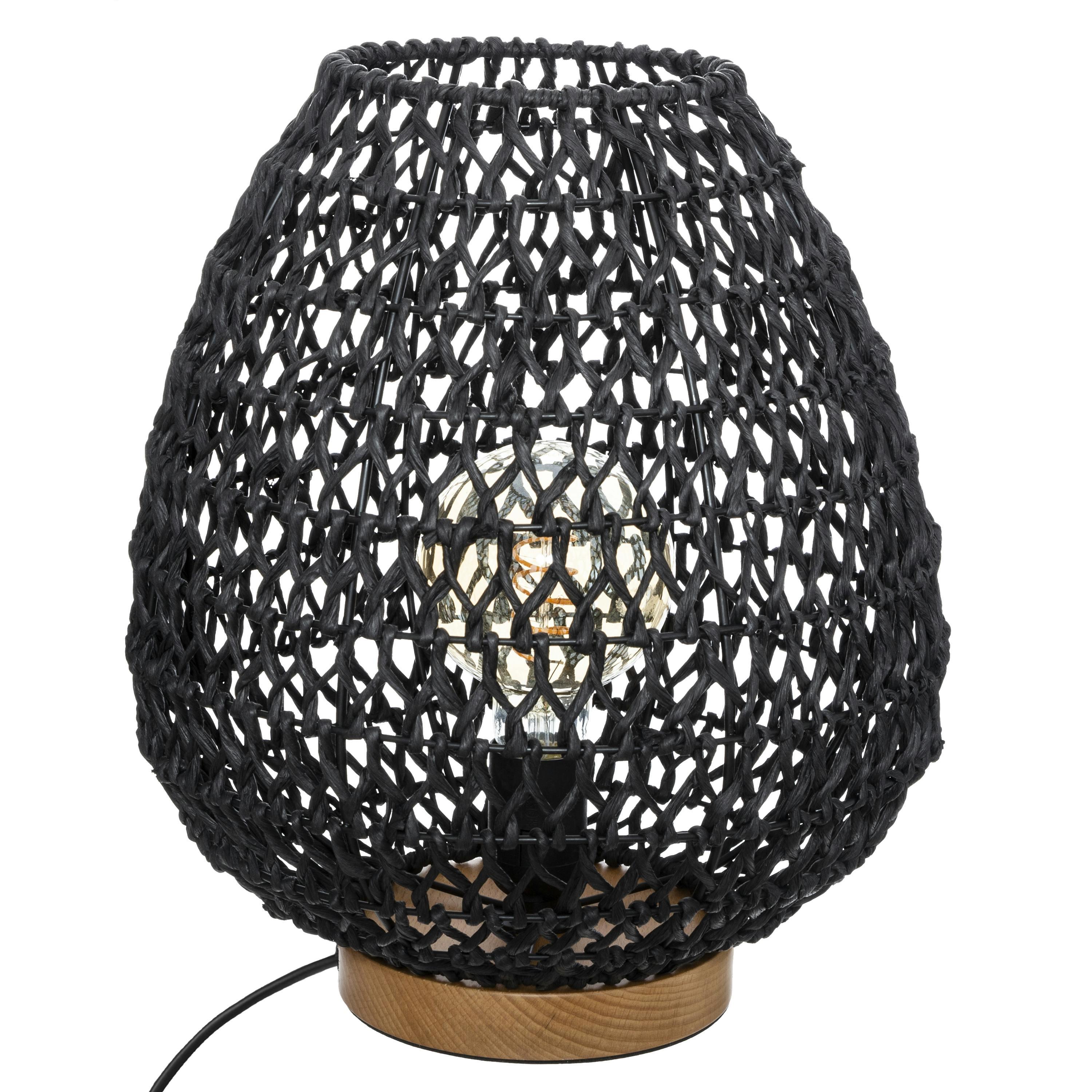 Lampe en papier noir H 35,5 cm