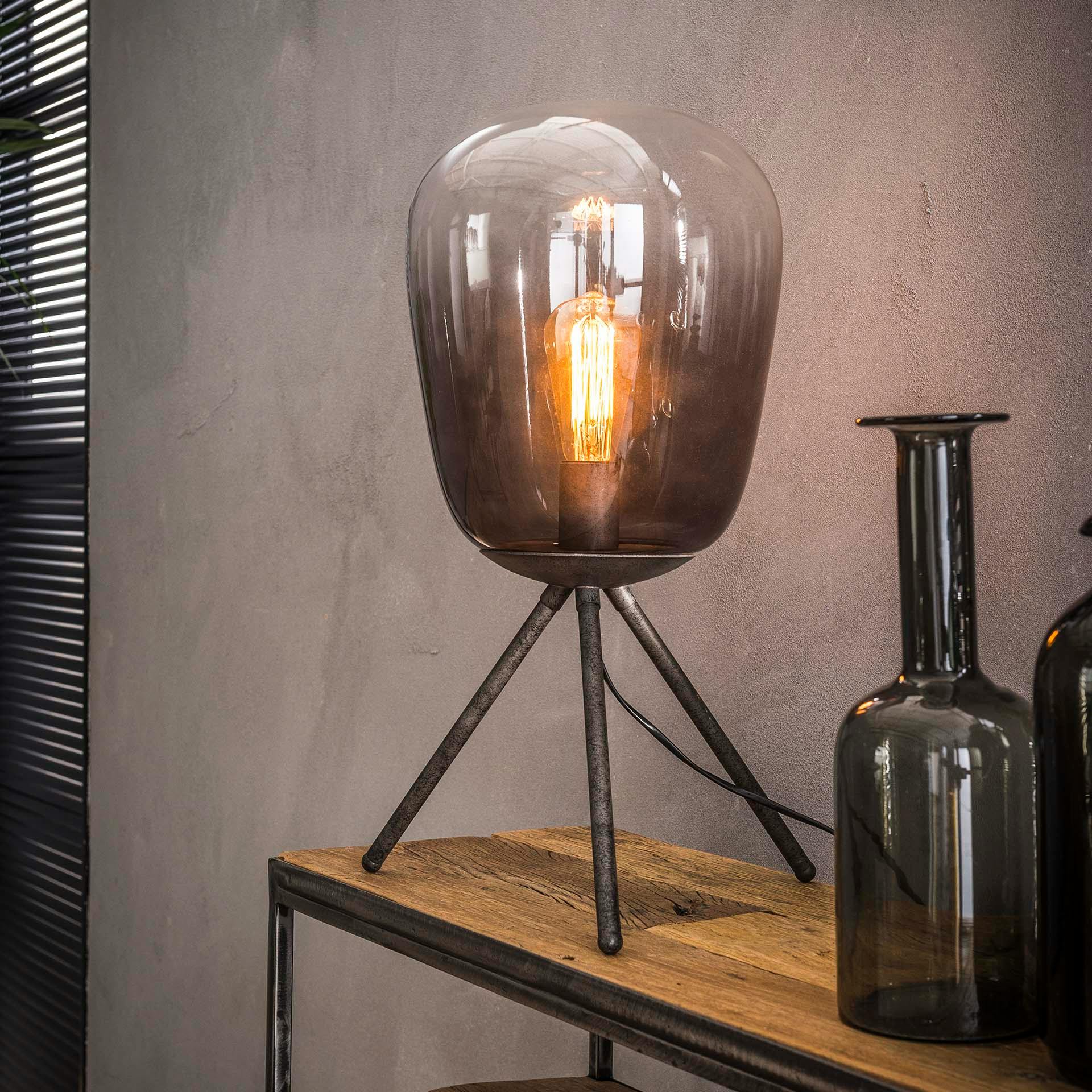 Lampe en verre chromé et métal RALF