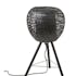 Lampe forme Pomme en bambou ajouré noir et pieds métal D33xH59cm