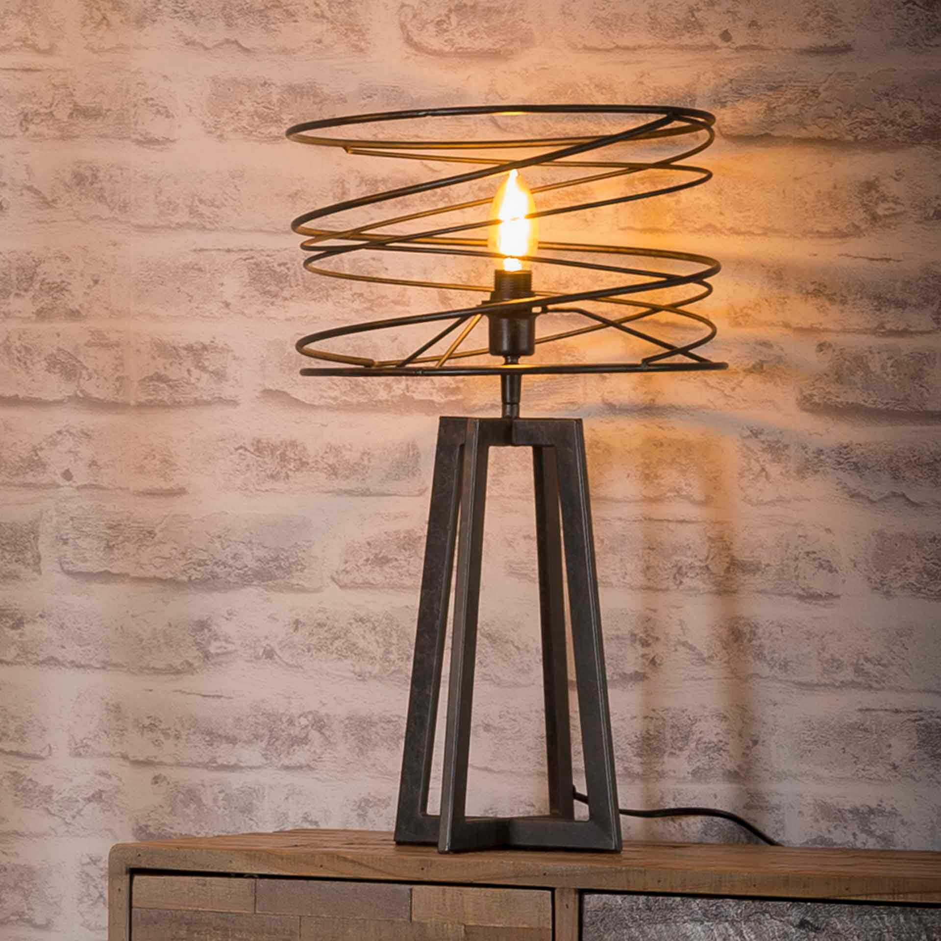 Lampe industrielle abat-jour tourbillon pied 4 branches