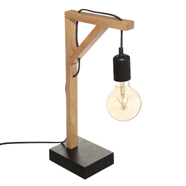  Lampe industrielle droite en bois et métal
