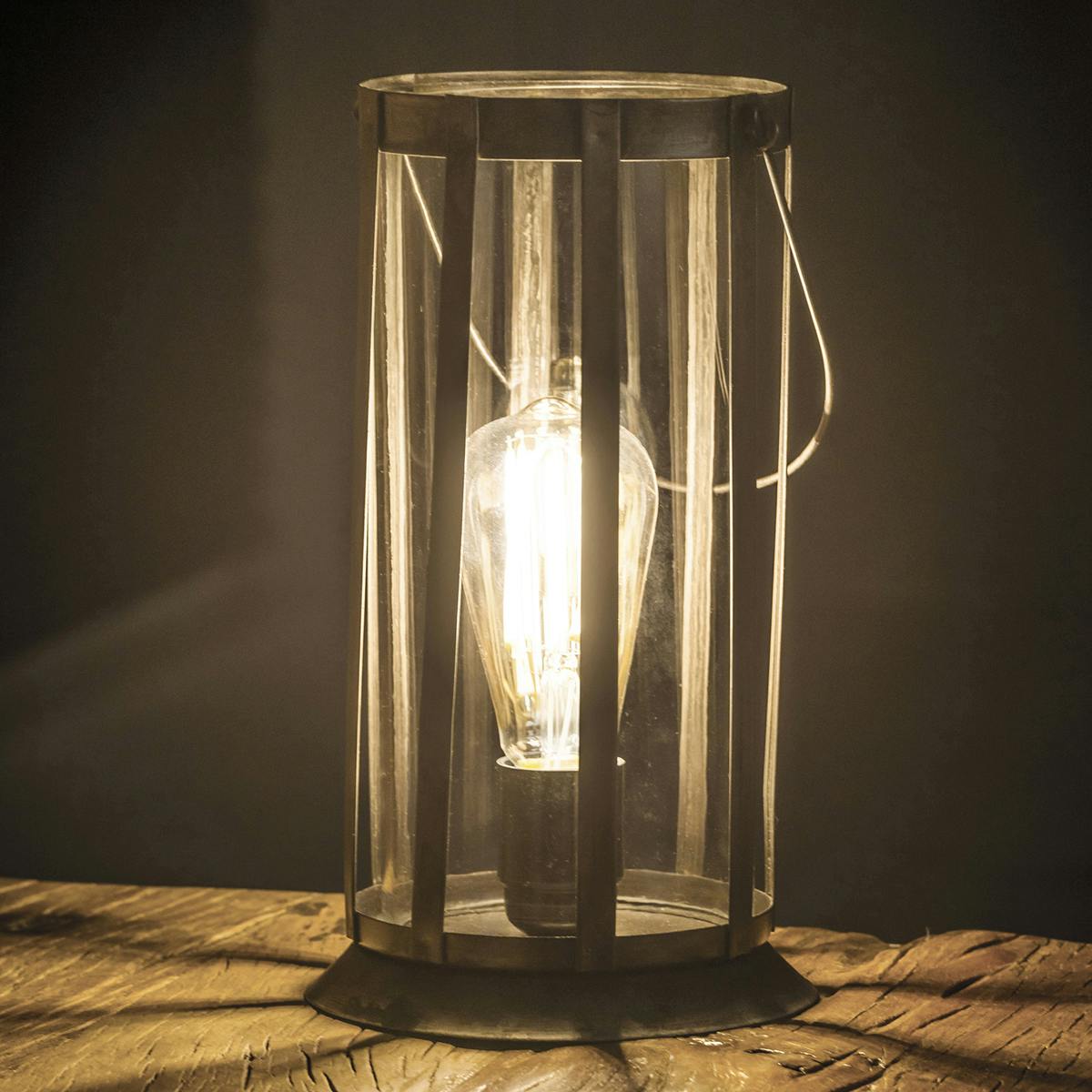 Lampe lanterne métal vieilli H29 cm TRIBECA