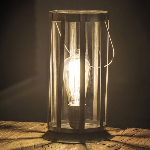 Lampe lanterne métal vieilli H29 cm TRIBECA
