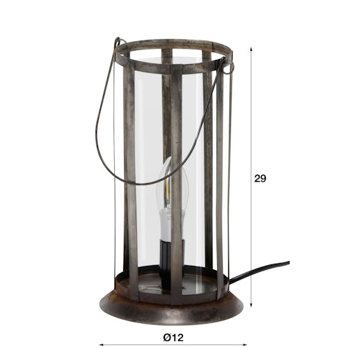 Lampe lanterne métal vieilli H29 cm TRIBECA